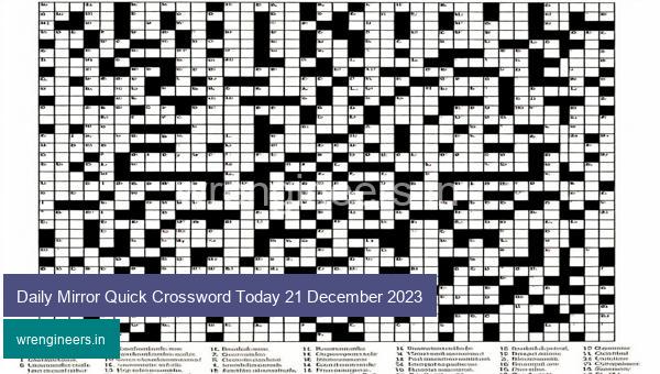 Daily Mirror Quick Crossword Today 21 December 2023
