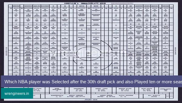 Which NBA player was Selected after the 30th draft pick and also Played ten or more seasons? HoopGrids Immaculate Grid answers January 03 2024
